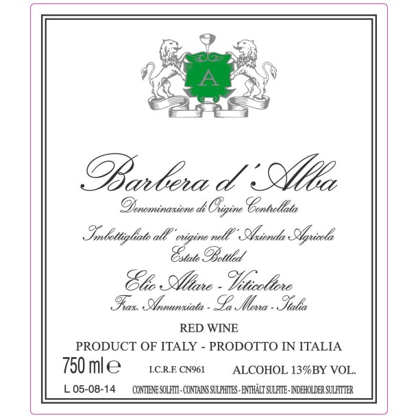 2023 Barbera d'Alba, Elio Altare