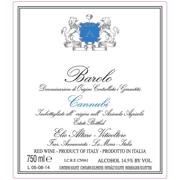 2018 Barolo, Cannubi, Elio Altare