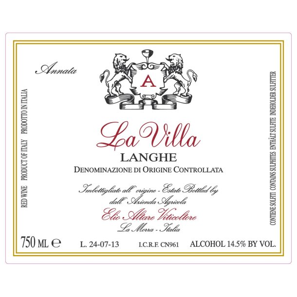 2020 Langhe, La Villa, Elio Altare