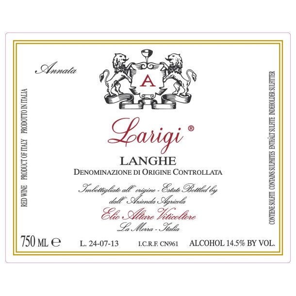 2020 Langhe, Larigi, Elio Altare
