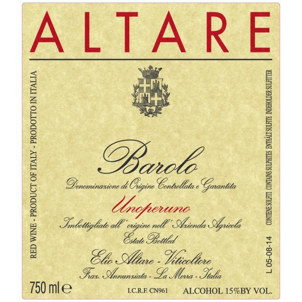 2020 Barolo, Unoperuno, Elio Altare