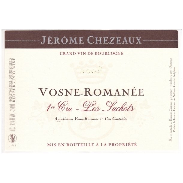 2021 Vosne-Roman�e 1er Cru, Les Suchots, Domaine J�r�me Chezeaux