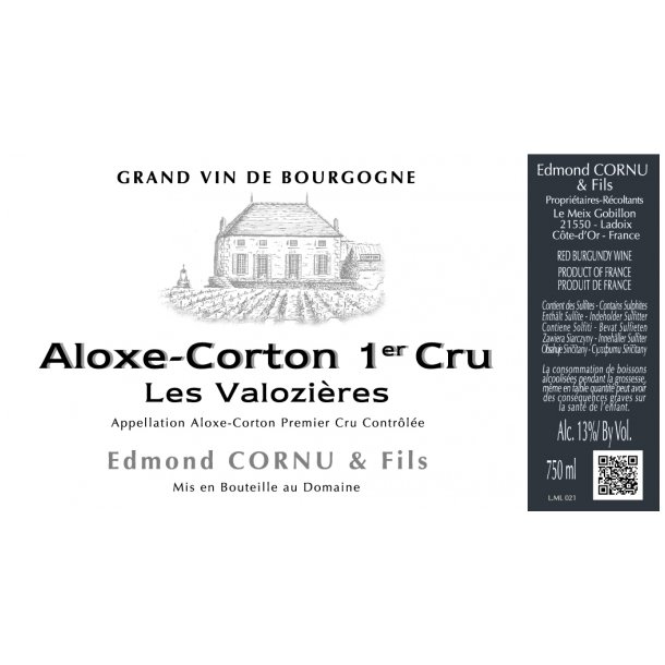 2022 Aloxe-Corton 1er Cru Rouge, Les Valozires, Edmond Cornu